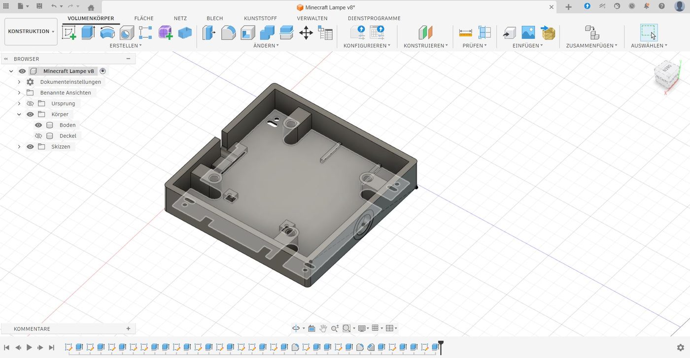 Minecraft Lampe CAD Fusion 360
