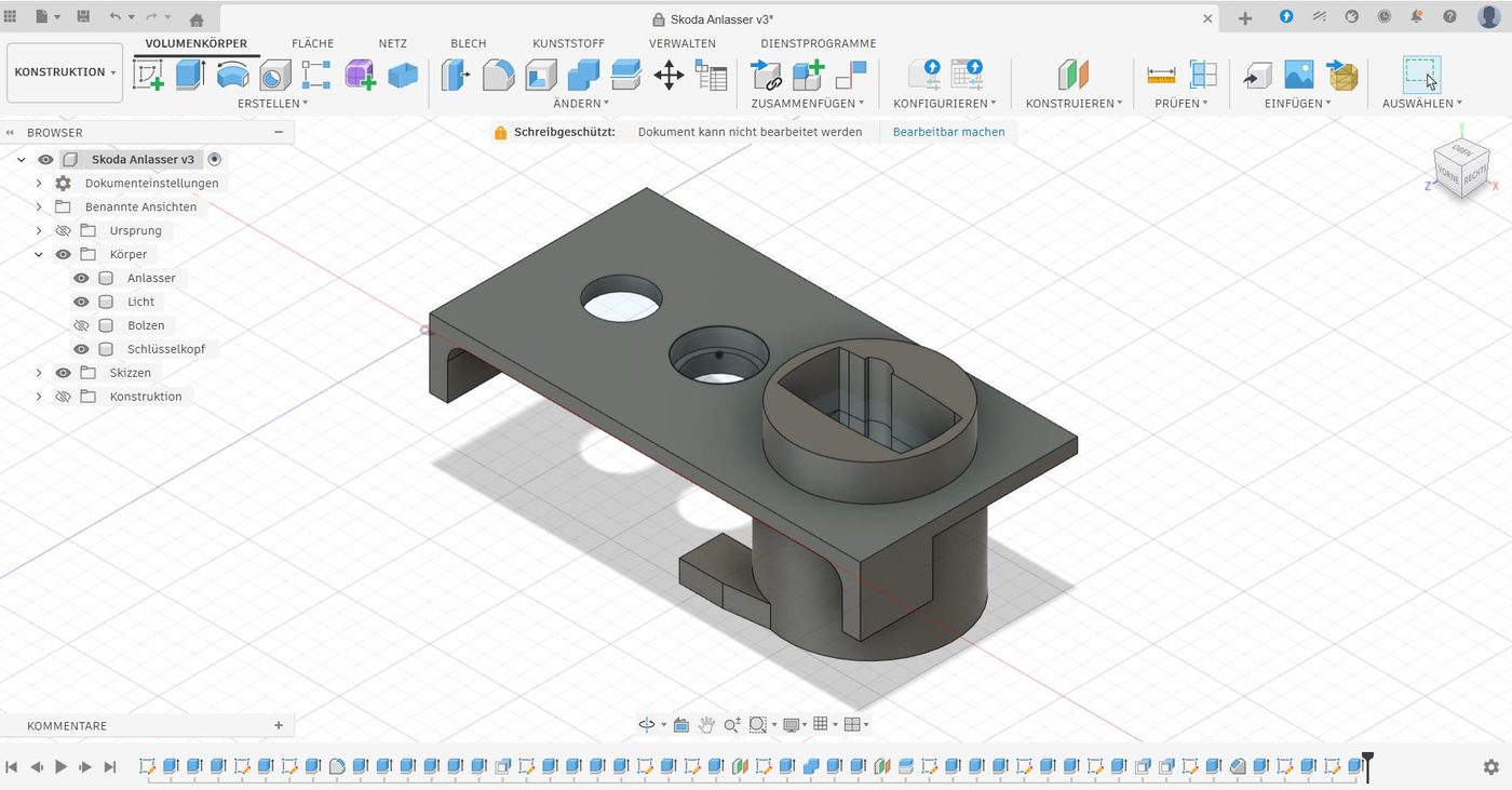 Skoda Anlasser CAD Fusion 360